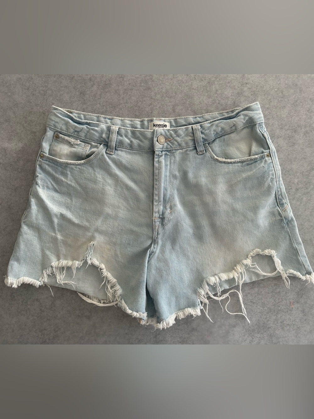 Kensie Pale Blue Frayed Denim Shorts